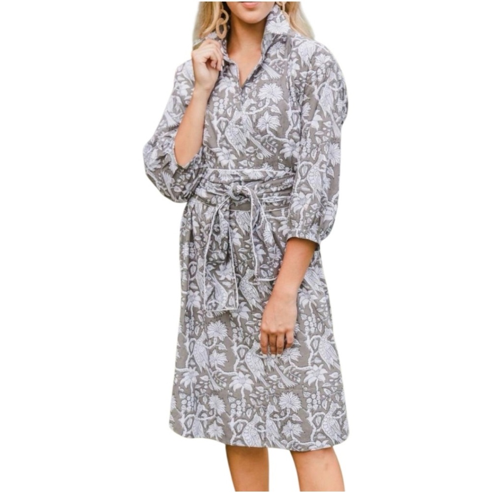NEW HOLLY SHAE DESIGN haley midi shirtdress in gray Fits like M/L one size